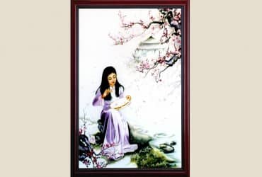 Tác Phẩm thêu tay: BÊN THÁC HOA ĐÀO